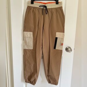 Women’s Nike Brown Cargo Joggers with Cream Pocket Panels